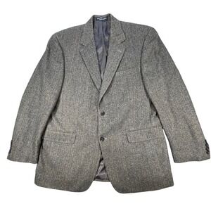 Chereskin Grey Herringbone Blazer Mens 42R Camel Hair Blend Italian Fabric